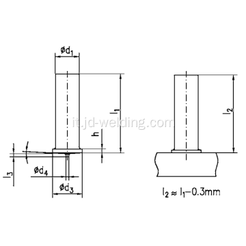 Pin per saldatura UT UNTHREADAD STURS, perno di saldatura non thread, perni di saldatura a scarico del condensatore non thread, tipo UT